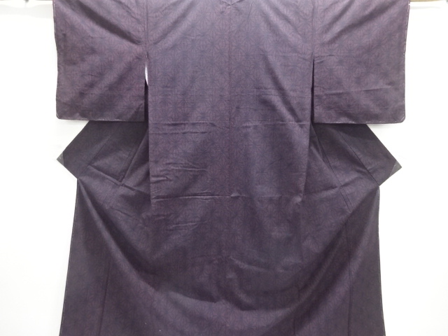 未使用品　麻の葉模様織出し本真綿結城紬着物